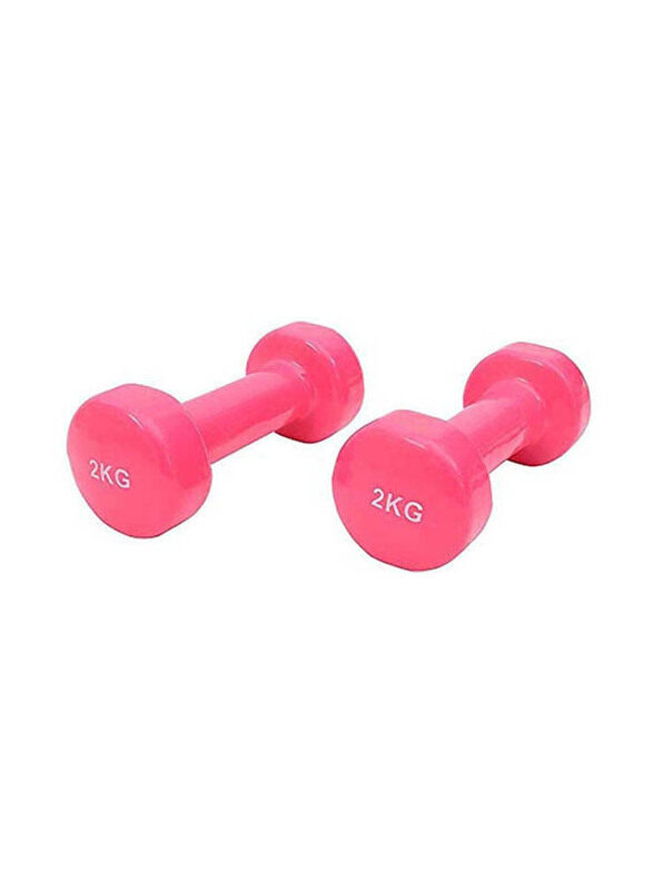 

Generic Classical Head Vinyl Dumbbells Set, 2 x 2 KG, Pink