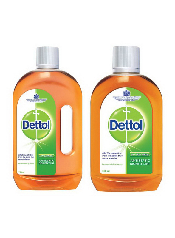 Dettol Antiseptic Disinfectant Liquid, 1 Bottle x 750ml + 1 Bottle x 500ml