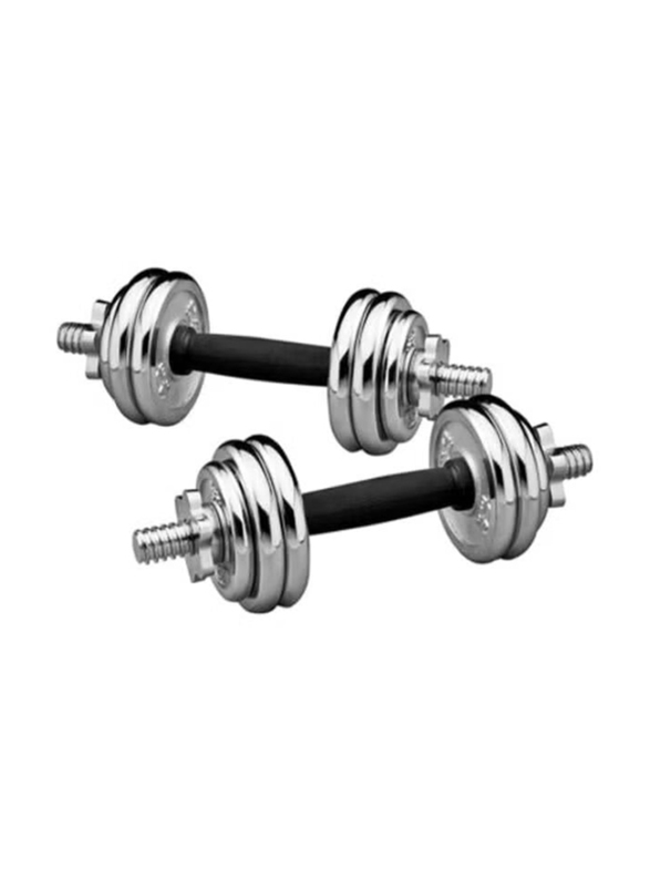 

Asquare Fitness Dumbbell Set, 2 x 15 KG, Silver/Black