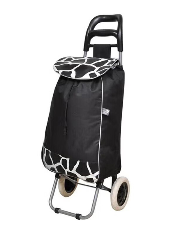 

New Travel Rolling Shopping Bag, Medium, Black/White