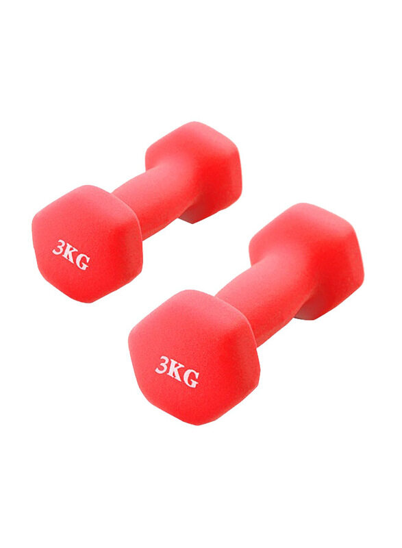 

Generic Hexagon Dumbbells Set, 2 x 3 KG, Red