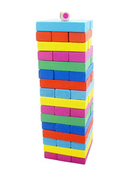 48-Piece Wooden Jenga Block, Ages 3+, Multicolour