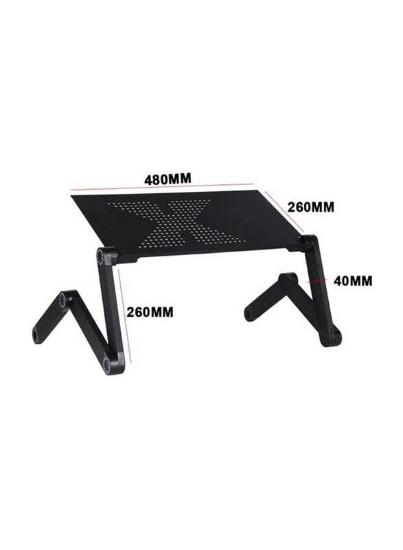 Deo King -Metal Adjustable Laptop Desk with Mouse Board, Black