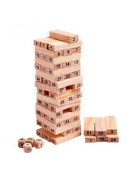 Unique Wooden Tower Hardwood Building Blocks Toy, 54 Pieces, Beige