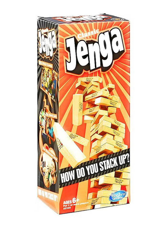 Hasbro Jenga Classic Game Set, Brown, 54 Piece, Ages 6+