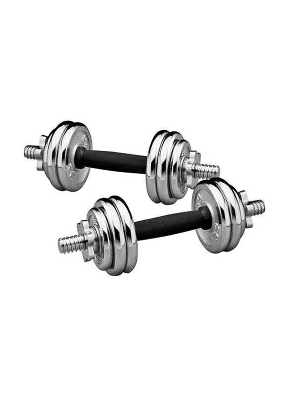 

Generic Chrome Dumbbells Set, 2 x 15 KG, Silver/Black