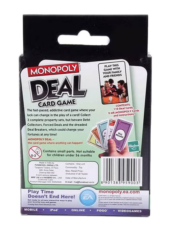 Hasbro 110-Piece Deal Monopoly Card Game Set, Multicolour