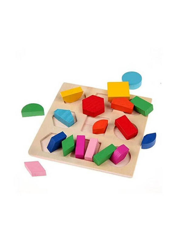 Grizzly 3-Piece Geometric Matching Blocks Pegged Puzzle, Ages 3+, Multicolour