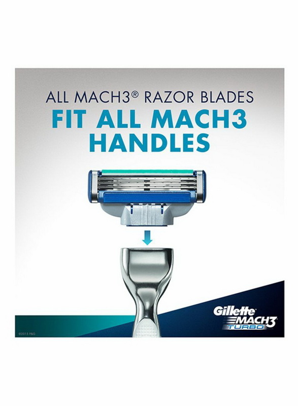 Gillette 4-Blades Mach3 Turbo Razor, Grey, 4 Piece