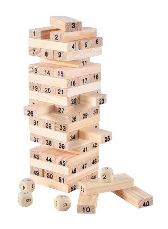 Okayji Wooden Tower Stacking Blocks, 58 Pieces, Ages 3+