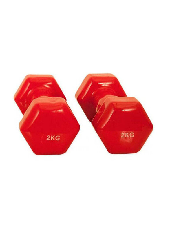 

Generic Vinyl Dumbbells Set, 2 x 2 KG, Red