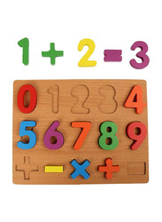 Alphabet & Numbers Wooden Educational Puzzle Board, Multicolour