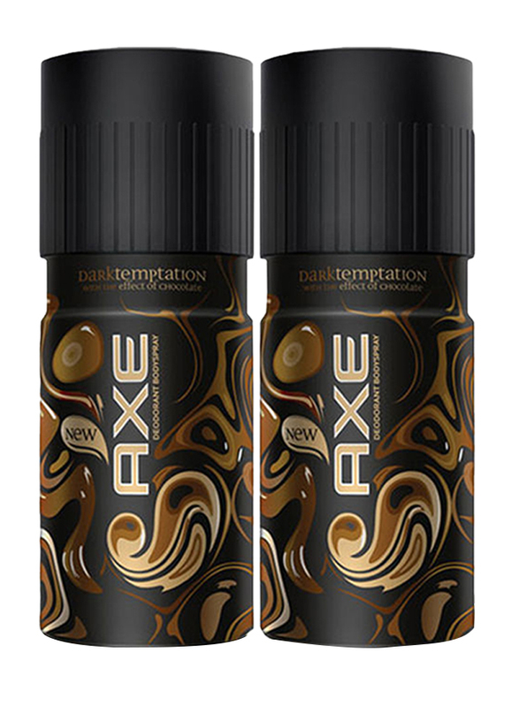 AXE Dark Temptation Deodorant Body Spray for Men, 150ml, 2 Pieces