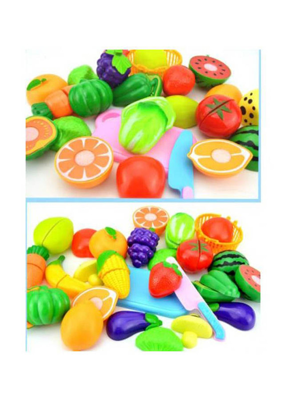 Portable Lightweight Compact Sturdy and Durable Pretend Fruit Vegetable Cutting Toy Play Set, Ages 3+, Multicolour