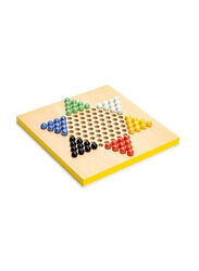 Yellow Mountain Imports 2-in-1 Reversible Ludo and Chinese Checkers Halma Wood and Glass Marble Game Set, Ages 4+, SKTB08168M9YZ