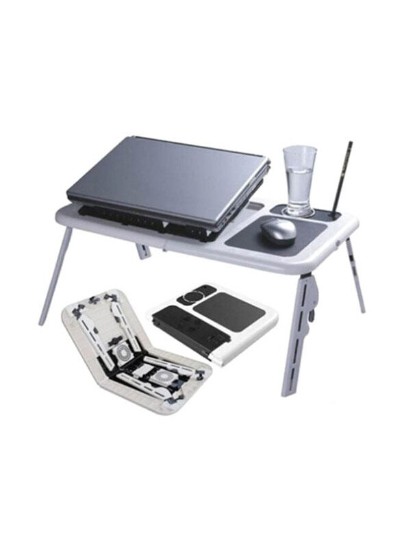 E-table Portable Laptop Table, White/Black