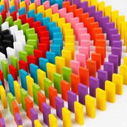 Rainbow Colored Dominoes Wooden Blocks Toy, 120 Pieces, Ages 3+