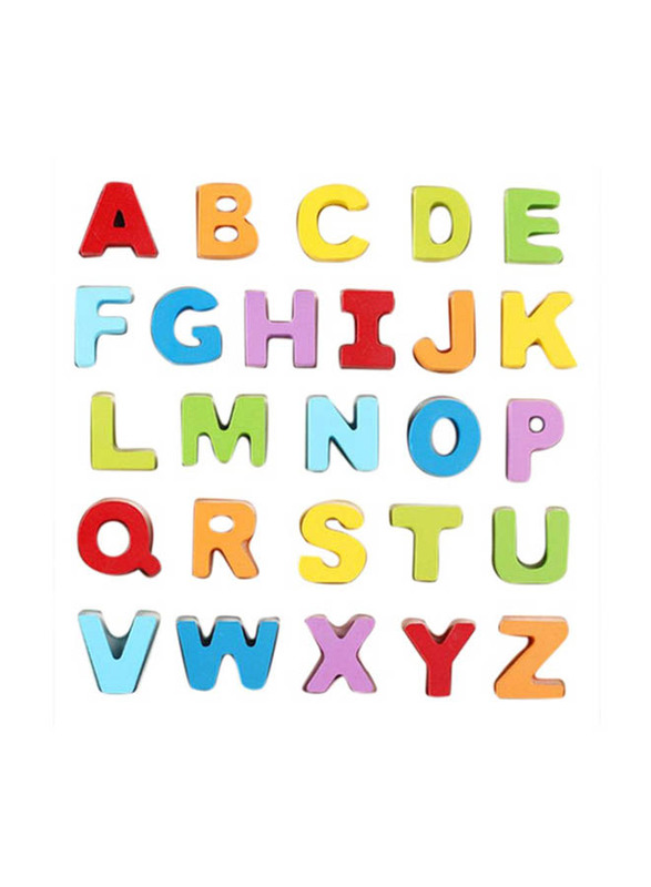 Candywood Wooden Alphabetical Early Education Learning Game Toy Set, 26 Pieces, Ages 3+, 30.48 x 30.48 x 2.54cm, Multicolour