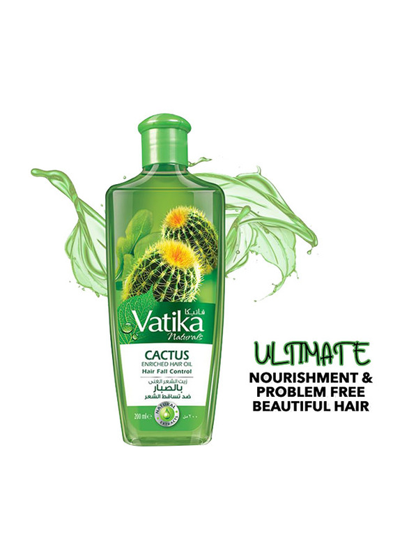 Dabur Vatika Cactus Enriched Hair Fall Control Oil for All Hair Types, 200ml