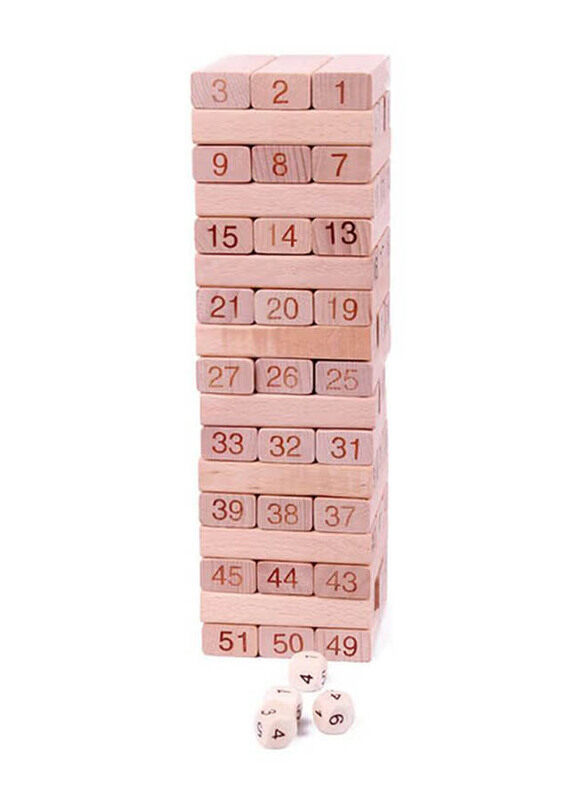

Generic 51-Piece Timber Tower Wooden Building Block, Ages 3+, Beige