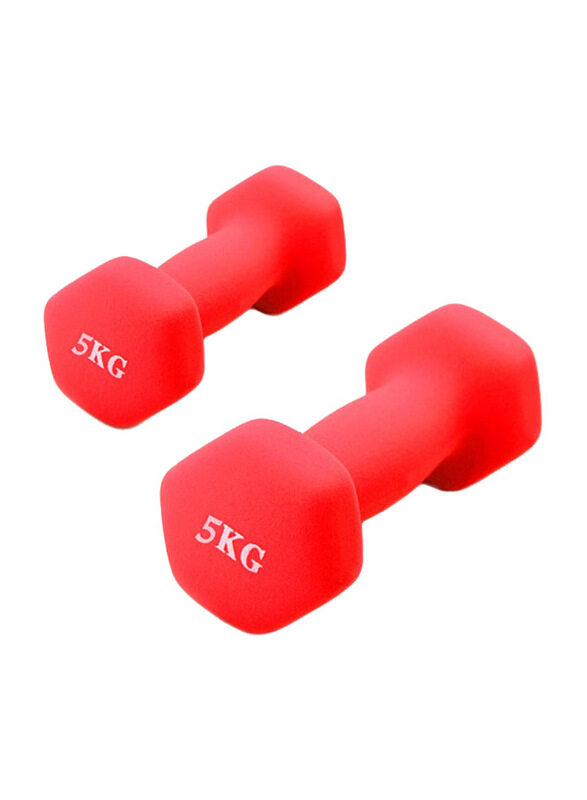 

Generic Hexagonal Dumbbell Set, 2 x 5 KG, Red