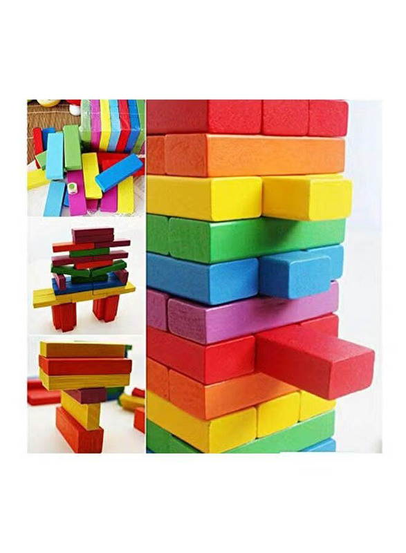 Webby 54-Piece Wooden Building Blocks, Ages 3+, Multicolour