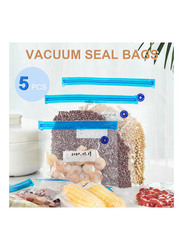 5-Piece Vacuum Food Storage Bag with Air Pump & Sealing Clip, Clear