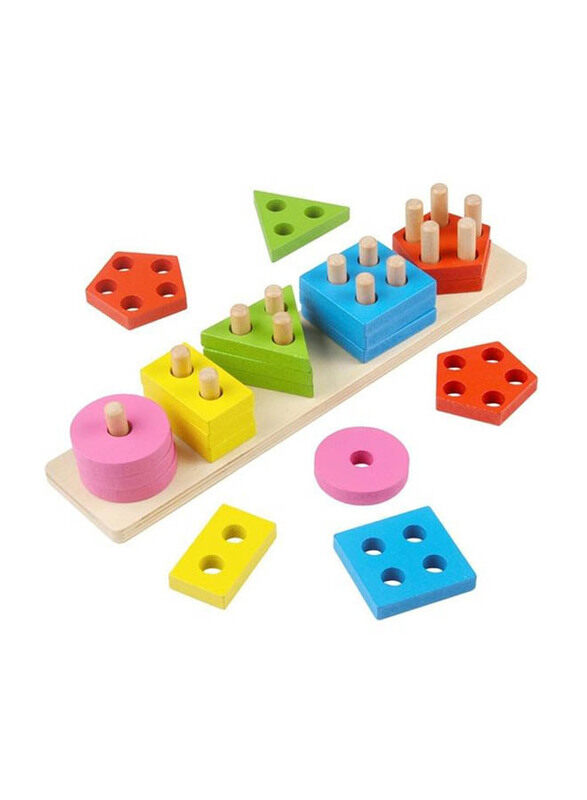 

Generic Wooden Geometric Column Toy, Ages 2+, 29 x 6 x 5.5cm, Multicolour