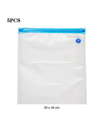 5-Piece Vacuum Storage Bag Set, 30 x 34 cm, Clear/Blue