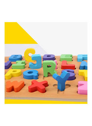 Alphabet & Numbers Wooden Educational Puzzle Board, Multicolour