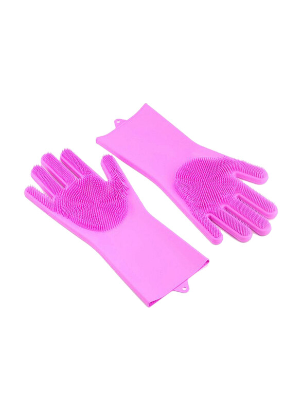 

Generic Multi Usable Magic Silicone Gloves with Wash Scrubber, 240gm, Pink