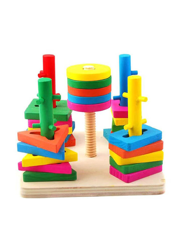 Sharpdo Wooden Geometric Shape Sorting Puzzle Board, Multicolour, Ages 3+