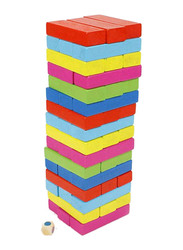 Wooden Coloured Tumbling Tower Toys With Dices Set, 48 Pieces, Ages 3+