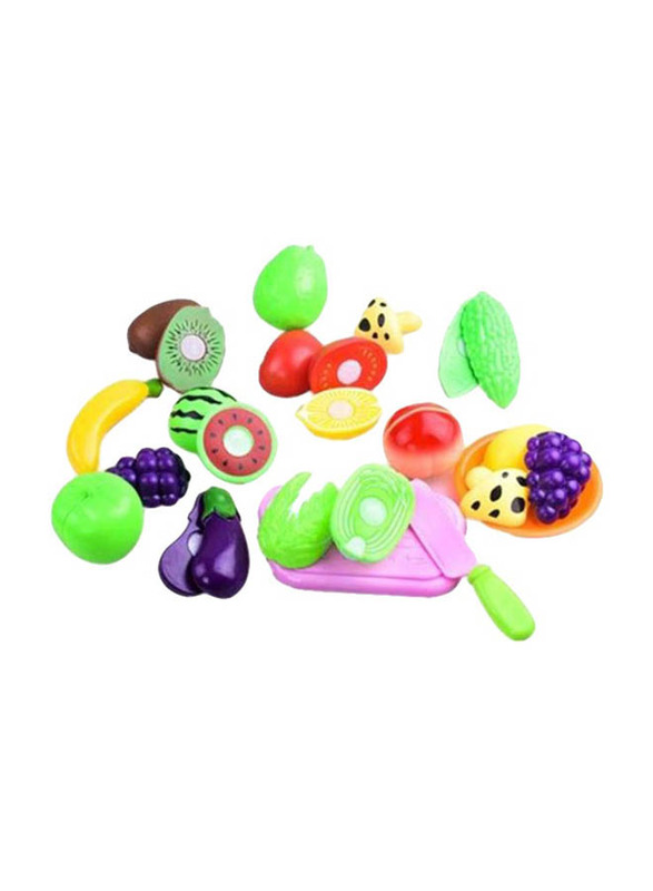 Cutting Fruit and Vegetable Pretend Play Toy Set, 16 Pieces, Multicolour