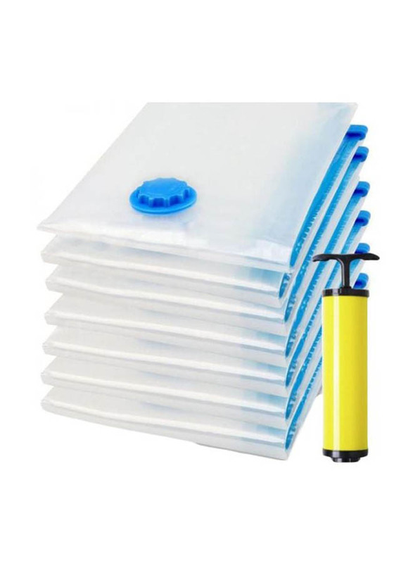 8-Piece Vacuum Compression Storage Bags, 70x100cm, 2724622374346, Clear/Blue