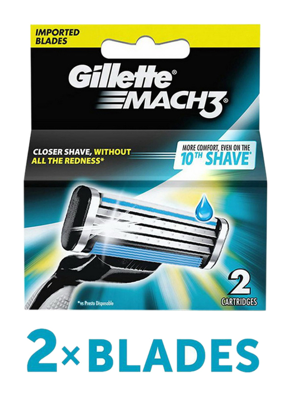 Gillette Mach3 Razor Blades for Men, 2-Pieces