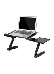 Foldable Laptop Table Stand with Mouse Pad And Cooling Fans, Black