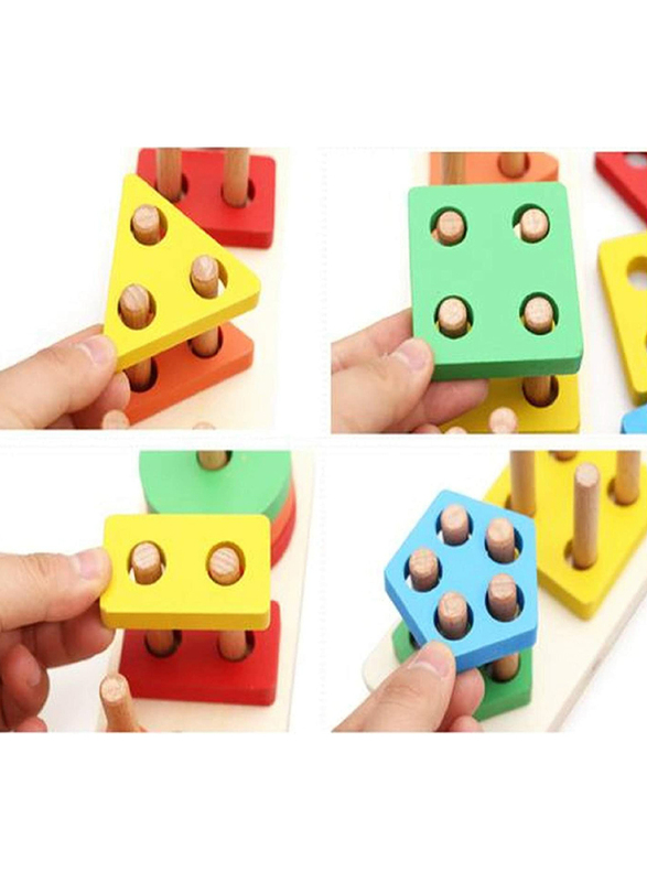 Viga Wooden Geometric Block Sorter Educational Toy, Ages 2+