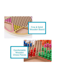 2-in-1 Chinese Checker Wooden Board Game Set, Ages 3+