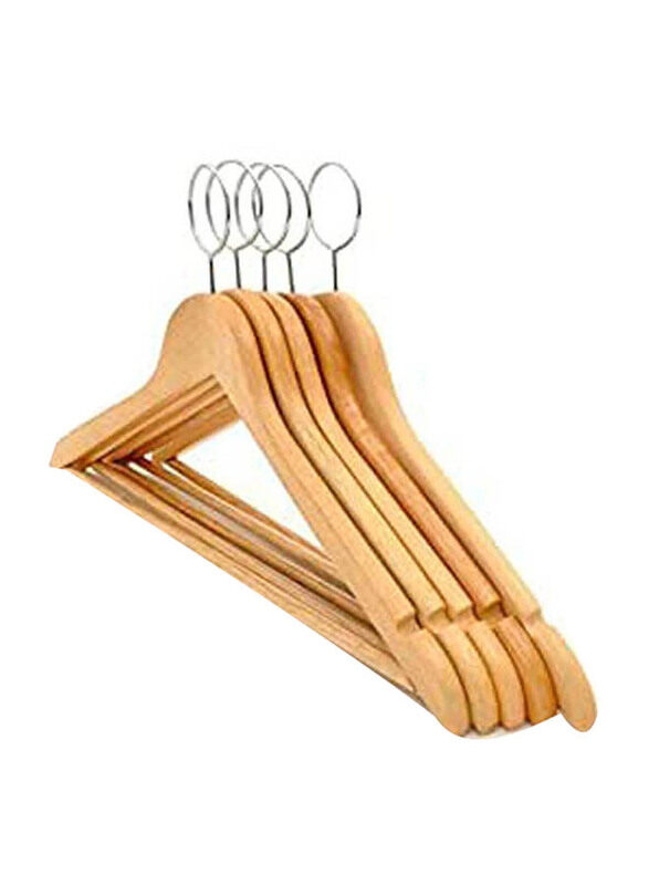 

Generic 5-Piece Anti Theft Wooden Hanger with Security Hook, Beige