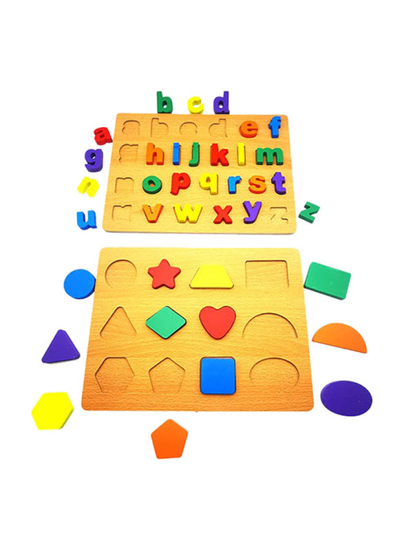 Asmat Learning Wooden Alphabet With Geometric Shape Puzzle, WLTYS15, Ages 3+