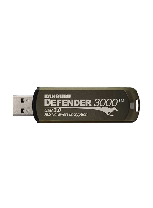 Kanguru 128GB Defender 3000 USB 3.0 Flash Drive, Black/Grey