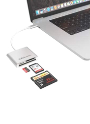EZQuest USB-C 3 Ports Card Reader, Grey