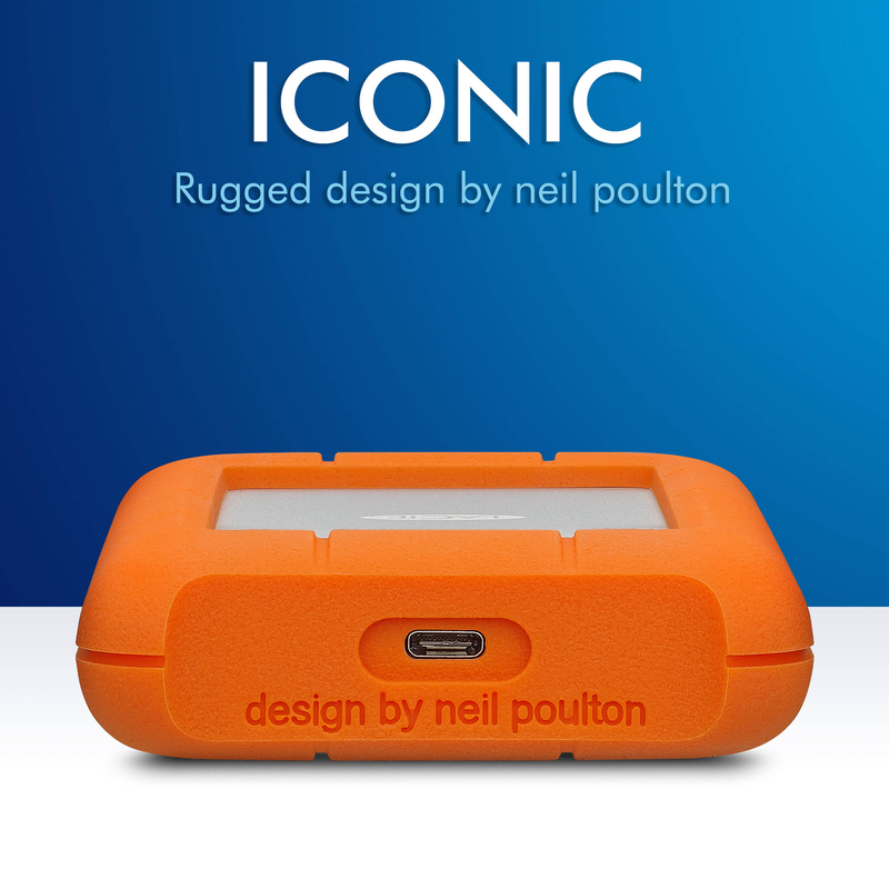 LaCie 2TB HDD Rugged External Portable Hard Drive, with USB-C/USB-A to USB-C Cables, STFR2000800, Orange