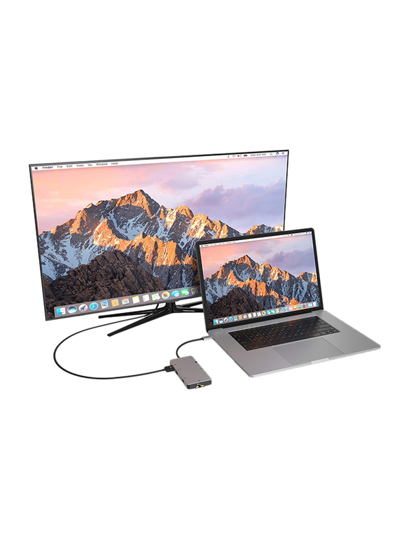 EZQuest USB-C 8 Ports Multimedia Hub, Grey