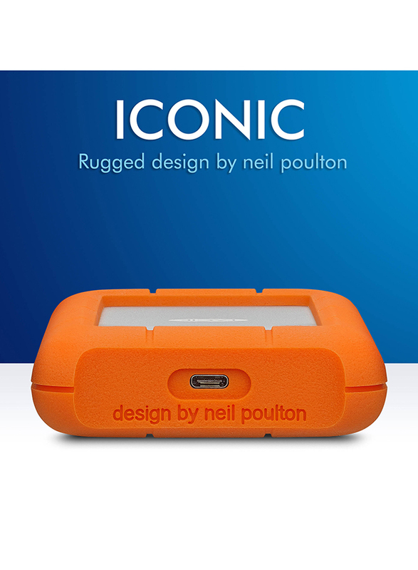 LaCie 1TB HDD Rugged External Portable Hard Drive, with USB-C/USB-A to USB-C Cables, STFR1000800, Orange