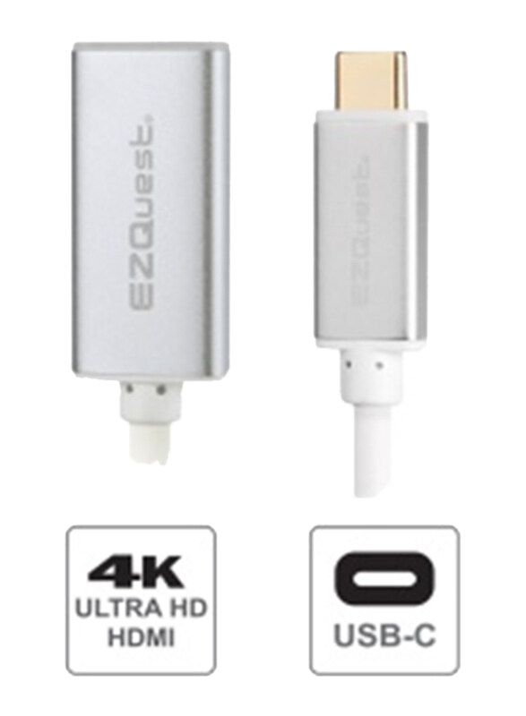 

EZQuest 21.5cm USB Type-C/Thunderbolt 3 4K 30Hz Adapter, USB Type-C/Thunderbolt 3 Male to HDMI Female for USB Type-C/Thunderbolt 3 Devices, White