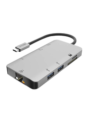 EZQuest USB-C 8 Ports Multimedia Hub, Grey