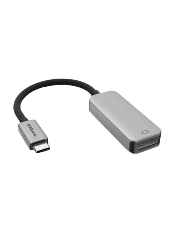 EZQuest 20cm USB Type-C/Thunderbolt 3 4K 60Hz Adapter, USB Type-C/Thunderbolt 3 Male to DisplayPort Female for USB Type-C/Thunderbolt 3 Devices, Black/Grey