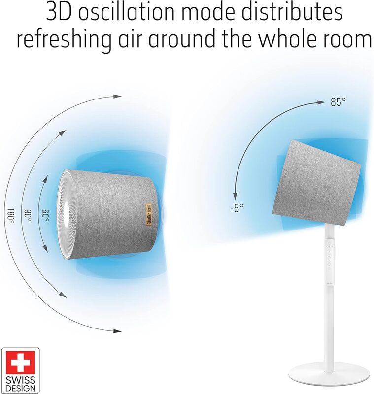 Stadler Form Simon 3D Air Circulators Fan Swiss Made Quiet and Powerful Natural Wind conditions, 10 different speed settings
